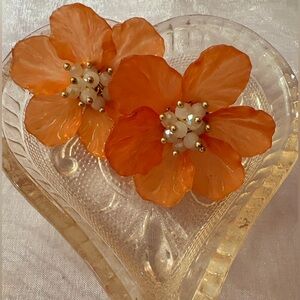 🧡Orange Floral Handmade Earrings🧡